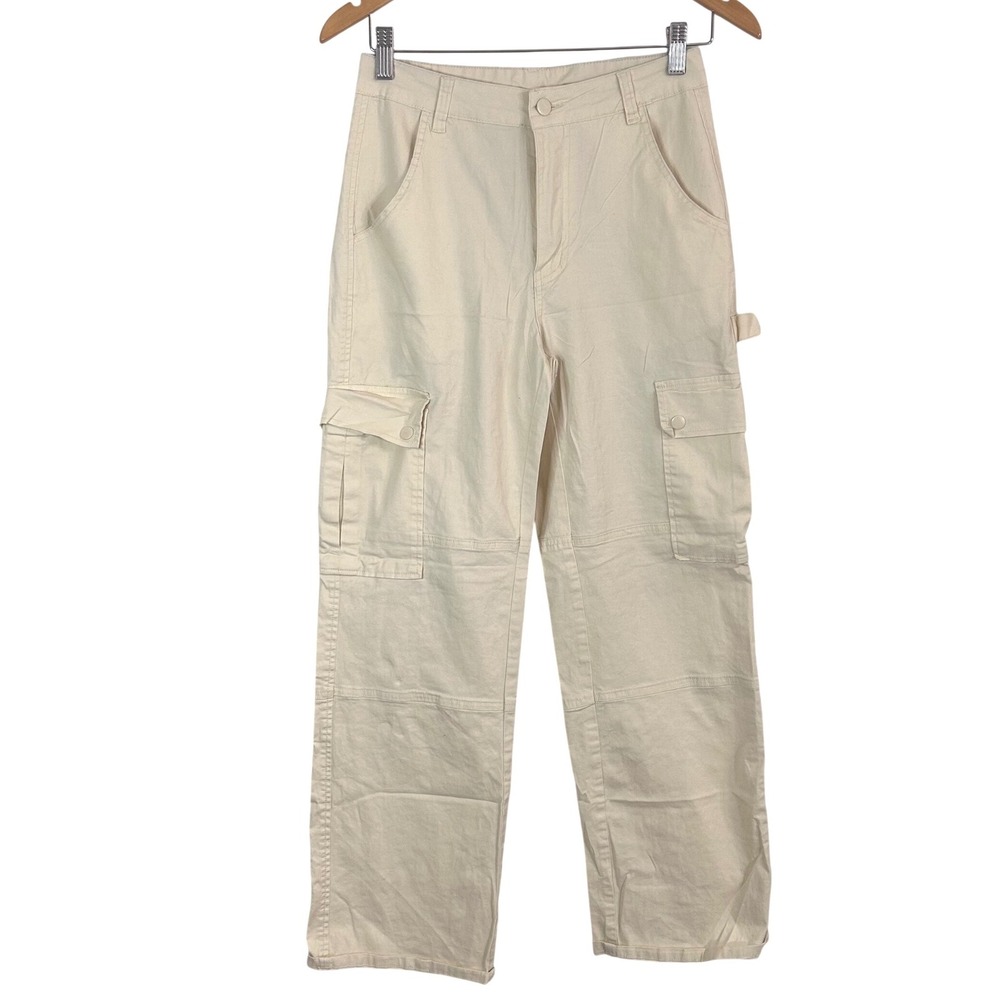 Gilipur Ivory Cargo Carpenter Pants Women's M High Rise Y2K Utility Gorpcore